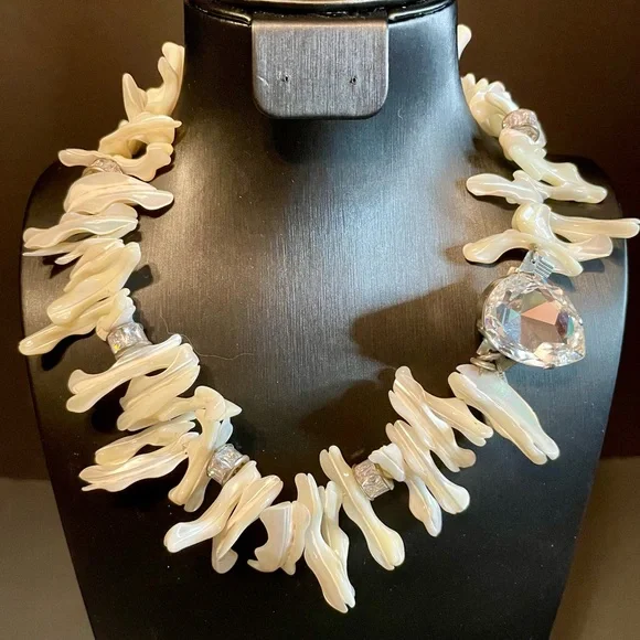 Rare OTAZU Design MOP and Crystal Necklace by Rodrigo Otazu, OOAK - Picture 2 of 11